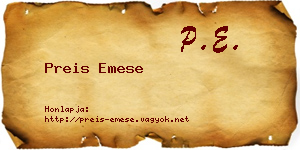 Preis Emese névjegykártya